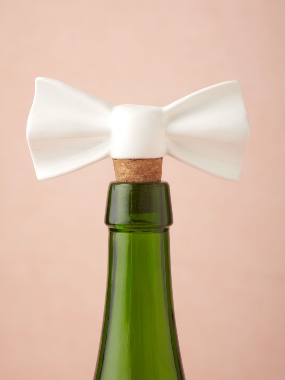 Anthropologie White Bow Ceramic Bottle Stopper